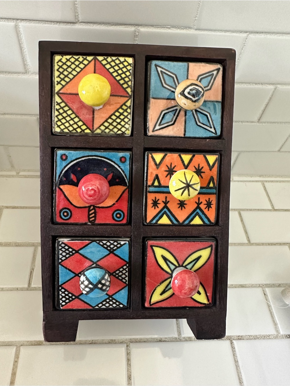 Colorful Mini Ceramic Drawer Organizer - Multicolor
